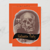 Skelet voor het branden van koffie Fun Halloween P Kaart (Voorkant / Achterkant)