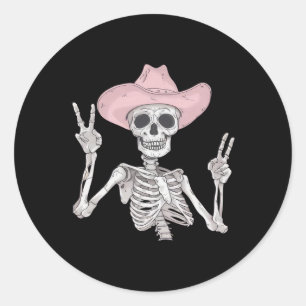 Skelet Vredesteken Cowboyhoed Western Mexicaans Ha Ronde Sticker