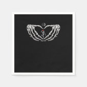 Skelet vrouw met rood in het hart gemaakt van hand servet (Voorkant)