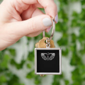 Skelet vrouw met rood in het hart gemaakt van hand sleutelhanger (Hand)