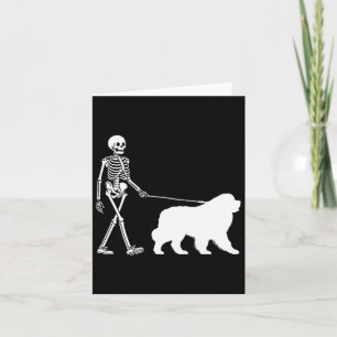 Skelet Wandelen Een Newfoundlander Hond Halloween Kaart