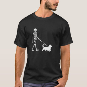 Skelet Wandelen Een Weiner Dog Teckel Dad Hallow T-shirt