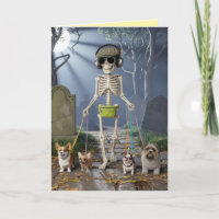 Skelet wandelt met de hond kaart