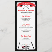 Skelet Wedding Dinner Menu - Zwart en Rood (Voorkant)