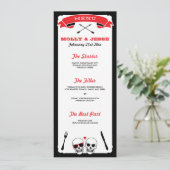 Skelet Wedding Dinner Menu - Zwart en Rood (Staand voorkant)