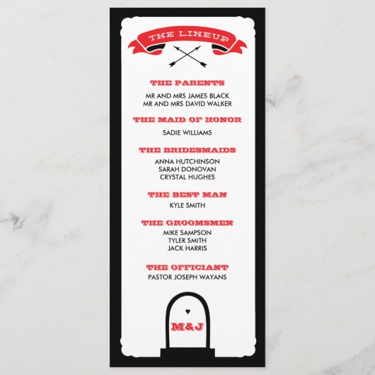 Skelet Wedding Program - Zwart en Rood Programmakaart (Achterkant)