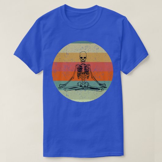  Skelet Yoga Pose Retro Sunset Distress T-shirt (Design voorkant)