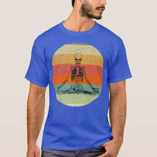  Skelet Yoga Pose Retro Sunset Distress T-shirt