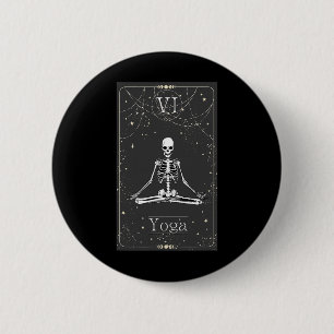 Skelet Yoga Tarotkaart Halloween Ronde Button 5,7 Cm