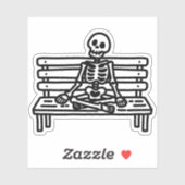 Skelet zittend op een bank sticker (Vel)