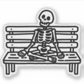 Skelet zittend op een bank sticker (Voorkant)