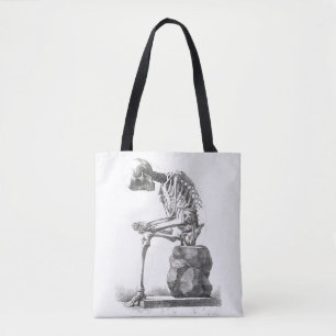 Skelet zittende anatomie illustratie tote bag