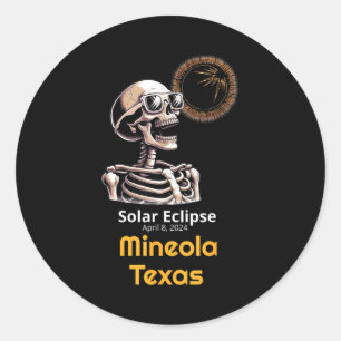 Skelet Zonne-eclips Mineola Texas Ronde Sticker