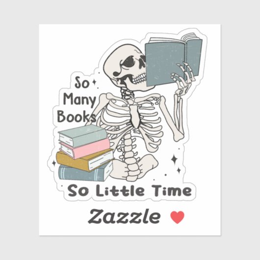 Skelet zoveel boeken, zo weinig tijd vinyl sticker (Vel)