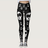 skelet zwarte witte leggings tiener lang (Voorkant)