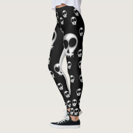 skelet zwarte witte leggings tiener lang