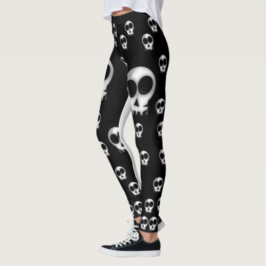 skelet zwarte witte leggings tiener lang (Links)