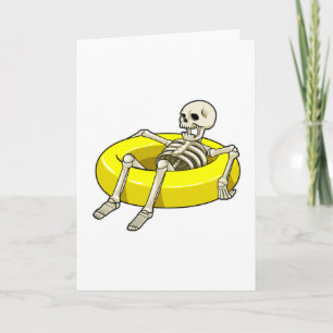Skelet zwemmend met zwemband kaart