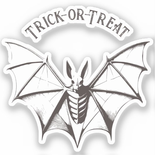 Skeletal Bat Halloween Sticker (Voorkant)