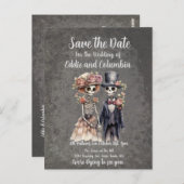 Skeletal Couple Save the Date Briefkaart (Voorkant / Achterkant)