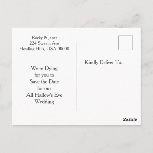 Skeletal Couple Save the Date Briefkaart (Achterkant)