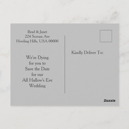 Skeletal Couple Save the Date Briefkaart (Achterkant)