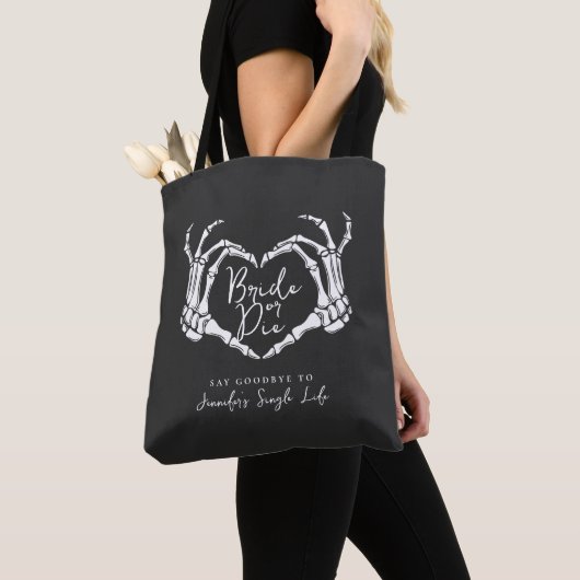 Skeletal Heart Bachelorette Party Bride or Die Tote Bag (Dichtbij)