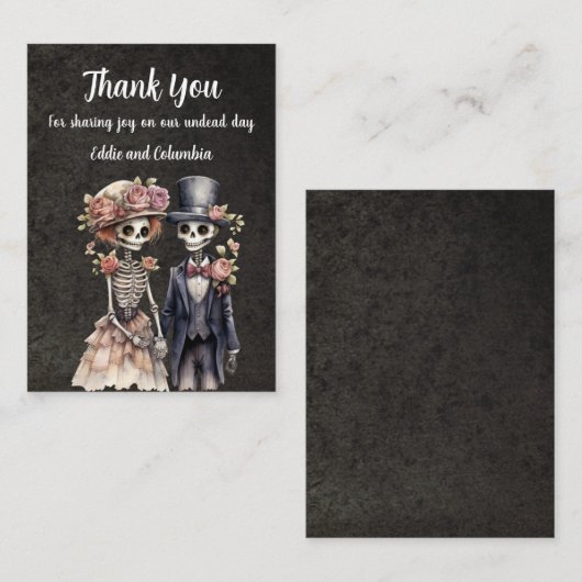 Skeletal koppel dank u notitiekaartje (Voorkant / Achterkant)