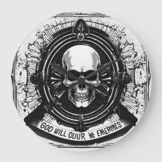 "Skeletale elegantie: mini schedel wandklok" Grote Klok