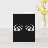 Skeletale handen op borst borsten heksen cadeau kaart (Gele Bloem)