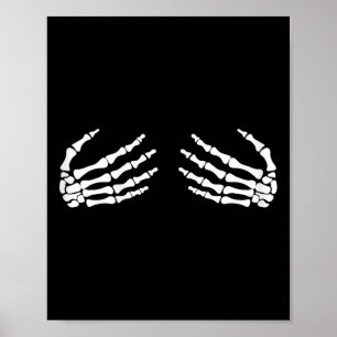 Skeletale handen op borst borsten heksen cadeau poster