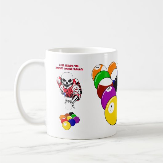 Skeletbalbuster Pool Billiards original art Koffiemok (Links)