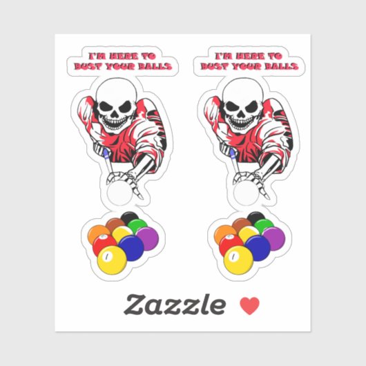 Skeletbalbuster Pool Billiards original art Sticker (Vel)