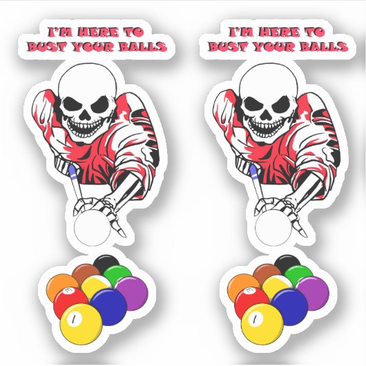 Skeletbalbuster Pool Billiards original art Sticker (Voorkant)