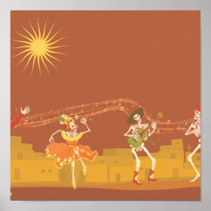 Skeletband op dag van de dood poster