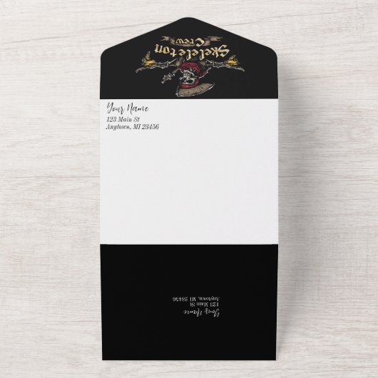 Skeletbemanning All In One Uitnodiging (Buitenkant)