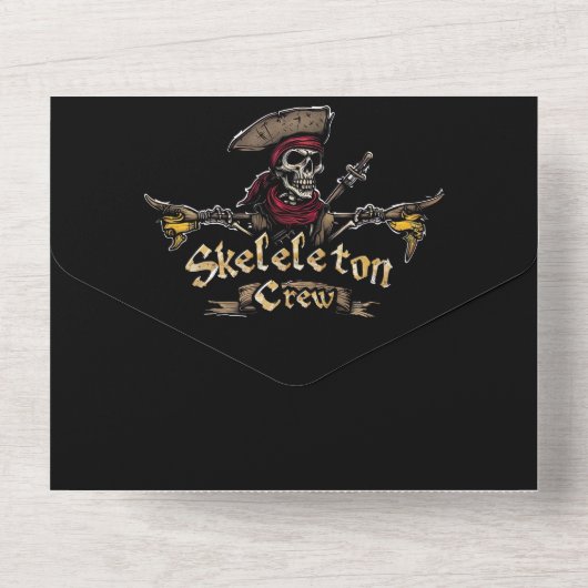 Skeletbemanning All In One Uitnodiging (Achterkant)