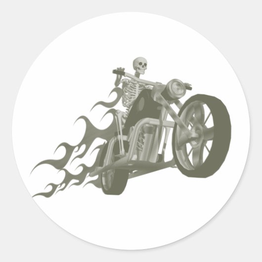 Skeletbiker / Bike Rider: Ronde Sticker (Voorkant)