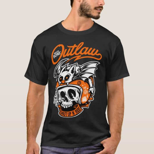 Skeletbiker Bone Outlaw Motorcycle Mannen T-Shirt (Voorkant)