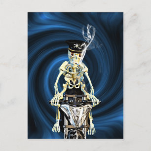 Skeletbiker die een sigaret rookte briefkaart