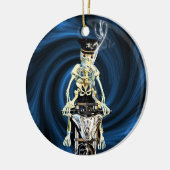 Skeletbiker die een sigaret rookte keramisch ornament (Links)