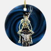 Skeletbiker die een sigaret rookte keramisch ornament (Achterkant)