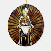 Skeletbiker die een sigaret rookte keramisch ornament (Links)