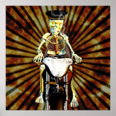 Skeletbiker die een sigaret rookte poster (Voorkant)