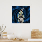 Skeletbiker die een sigaret rookte poster (Keuken)