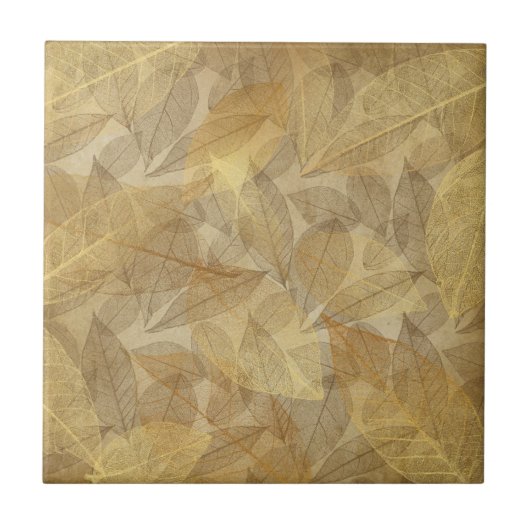 Skeletbladeren Goud en koper Tegeltje (Voorkant)