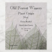 Skeletbladeren Wijn Etiket (Enkel label)