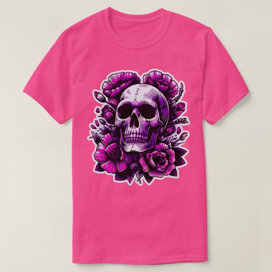 Skeletbloemen Trieste Gothic Paarse Roze Dood Alt  T-shirt (Design voorkant)