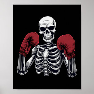 Skeletbokser Boksen Kickboksen Halloween Martial Poster