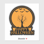 Skeletbomen en katten Halloween ID860 Sticker (Vel)